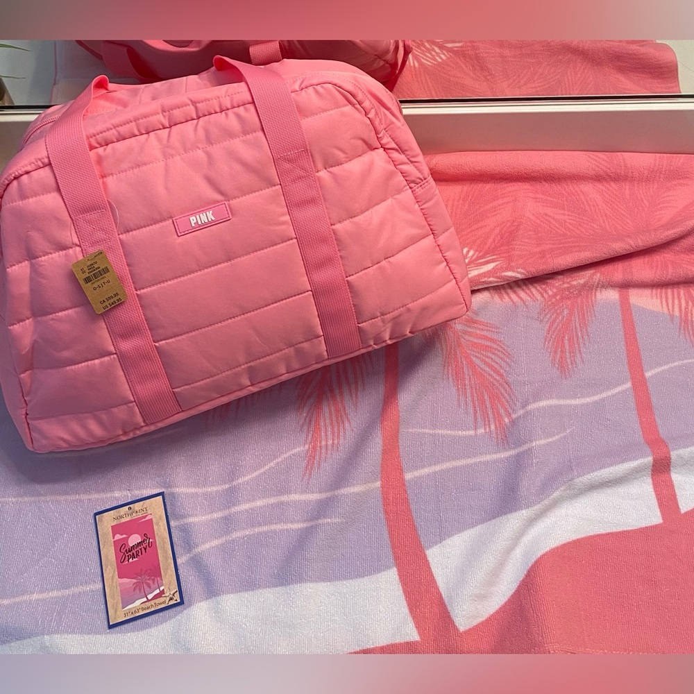 Victoria secret Pink Quilted duffel Bag and beach towel